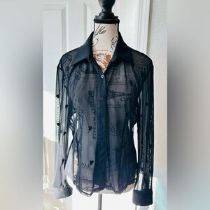 Topshop Women’s Black Sheer Blouse
